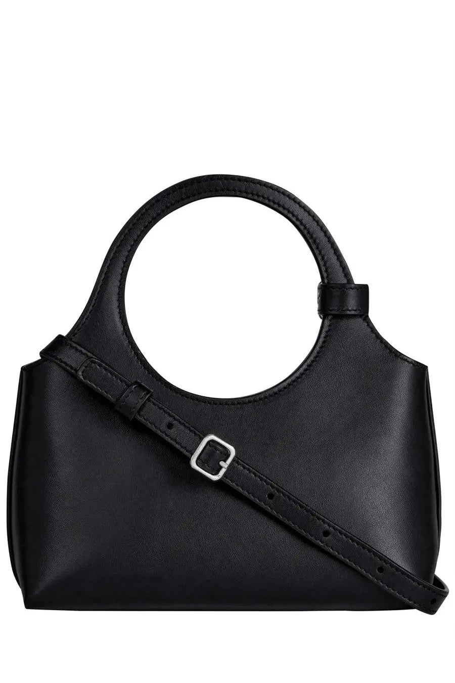 Courrèges women’s holy day mini bag black black leather handbag with circular top handle and adjustable strap