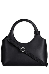 Courrèges women’s holy day mini bag black black leather handbag with circular top handle and adjustable strap