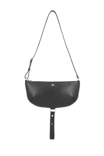 Courrèges women’s holy eclipse bag black leather crossbody with sleek curved design and detachable wrist strap