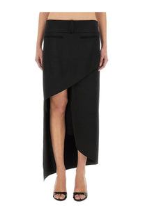Courrèges women’s infinity heritage black midi skirt with asymmetrical high waist and two front pockets