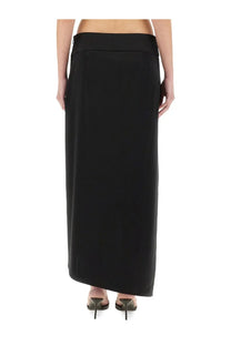 Black high-waisted sleek straight-cut maxi skirt in premium fabric from courrèges womens infinity heritage collection