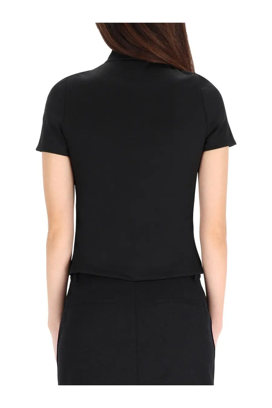 Courrèges women’s interlock top black short-sleeved blouse with tailored fit and subtle seam detailing