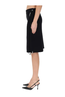 Courrèges women’s midi skirt black with zipper detail on the side and small metallic clasp at the waist