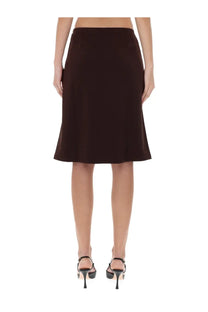 Courrèges women’s dark brown a-line midi skirt with smooth fabric and flared hem for stylish wear