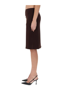 Courrèges women’s midi skirt brown with sleek dark brown tailored fabric and subtle side seam detailing