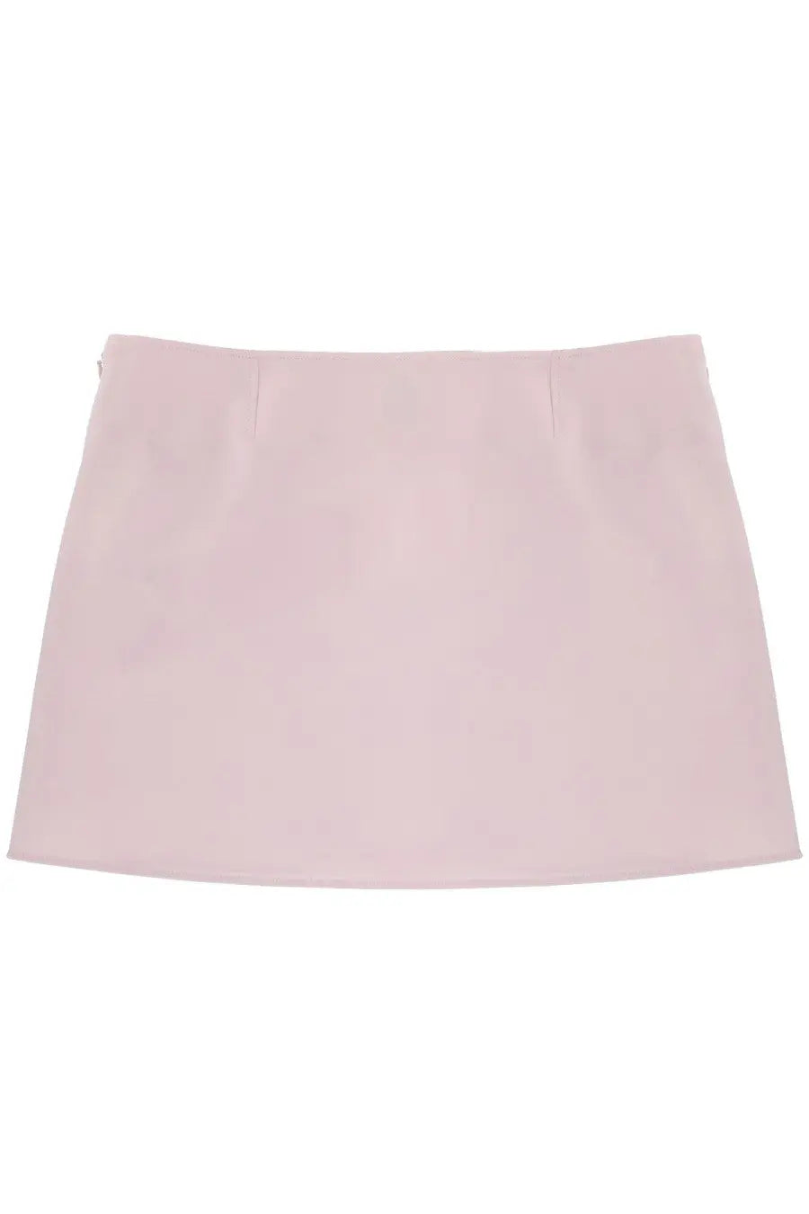 Courrèges women’s blue miniskirt with minimalist pale pink a-line design and smooth tailored fabric with front pleats