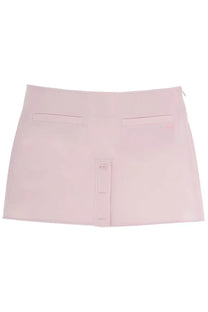 Courrèges womens miniskirt blue minimalist soft pink skirt with two front pockets and central button closure