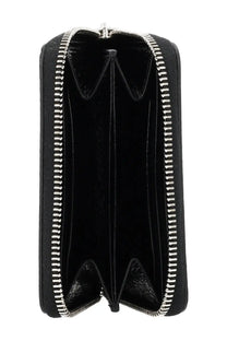 Courrèges women’s naplack wallet in black leather with silver zippers and a sleek minimalist design