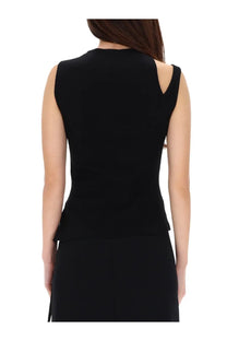 Black sleeveless courrèges women’s oblique 90s top with cut-out shoulder details in a sleek modern design