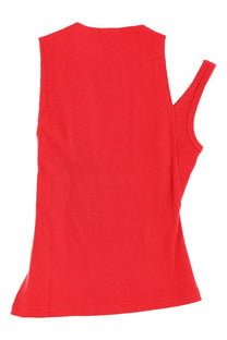 Courrèges women’s oblique 90s red ribbed knit sleeveless top with single shoulder strap detail