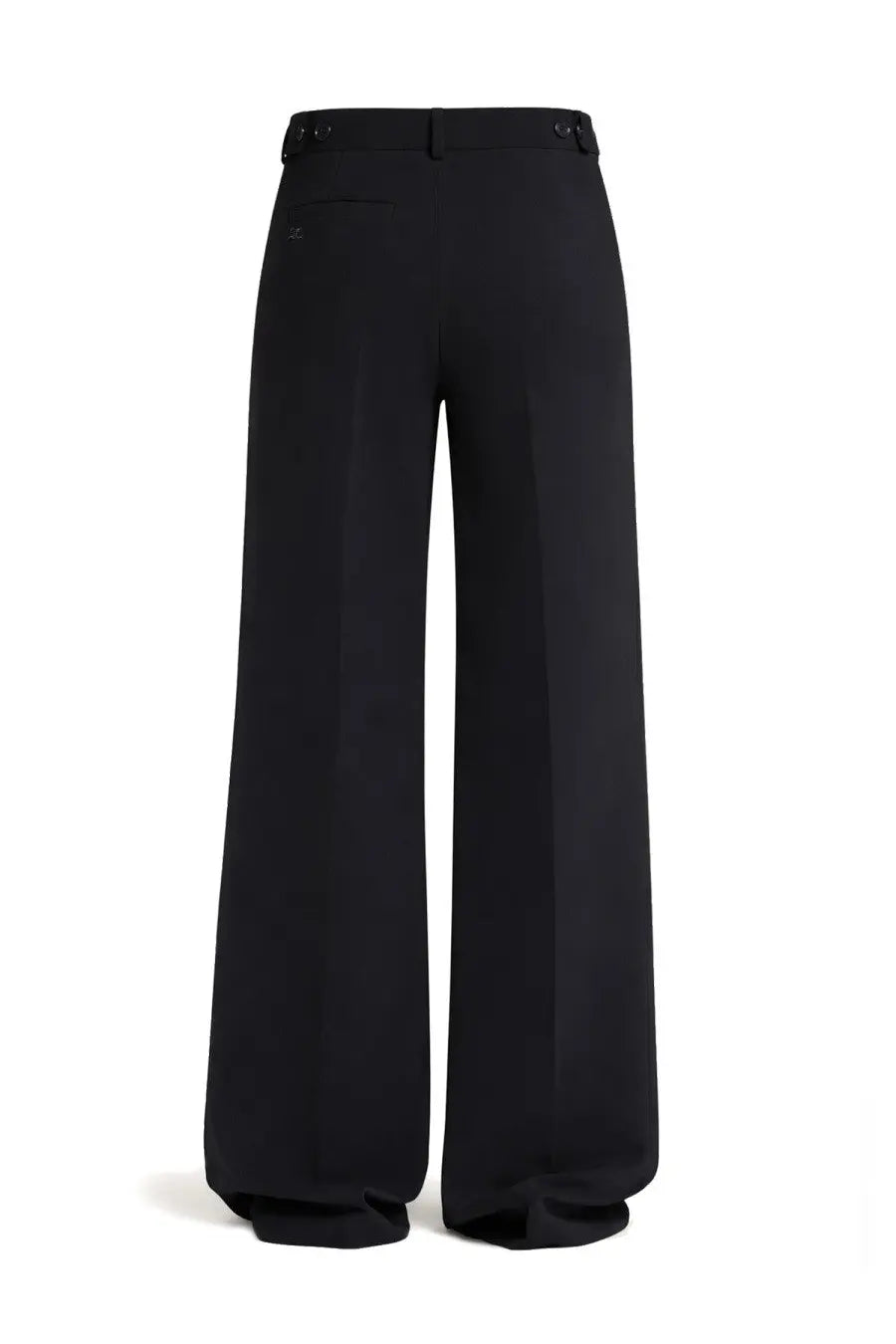 Courrèges women’s pants heritage black featuring black wide-leg trousers with a tailored fit and subtle front pockets