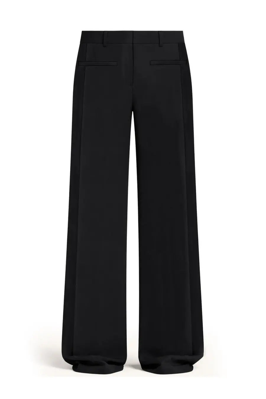 Courrèges women’s pants heritage black wide-leg tailored trousers with subtle side pleats in sleek fabric