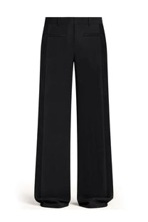 Courrèges women’s pants heritage black wide-leg tailored trousers with subtle side pleats in sleek fabric