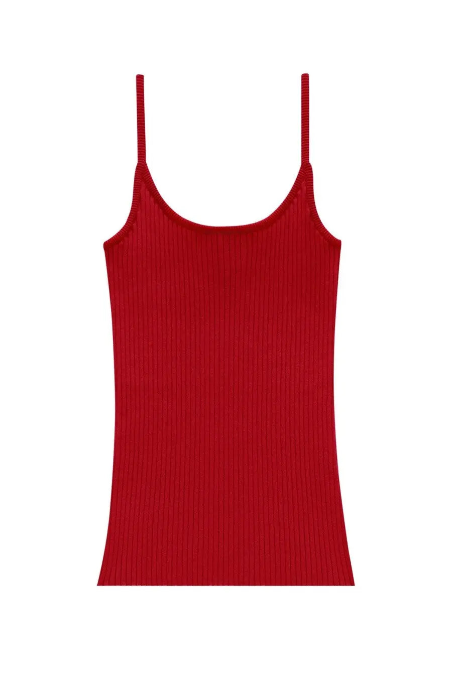 Courrèges women’s reedition knit tank top red with vibrant ribbed knit and spaghetti straps