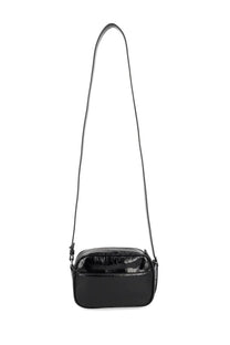 Courrèges women’s reedition naplack bag black is a black glossy crocodile-embossed crossbody bag with a minimalist design