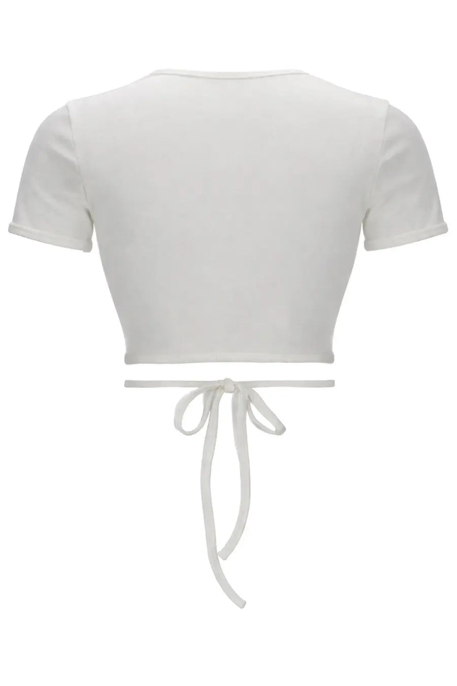 Courrèges women’s white cropped shirt with short sleeves and tied back waistband in cotton blend fabric