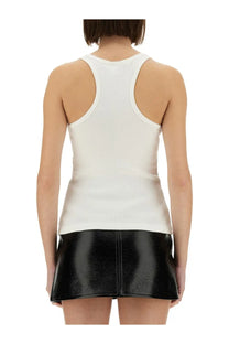 White ribbed knit racerback tank top by courrèges made of soft cotton blend perfect for casual wear