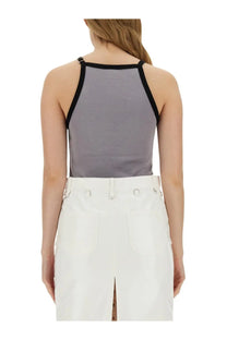 Courrèges women’s grey halter top with black trim made from soft fabric for stylish casual wear