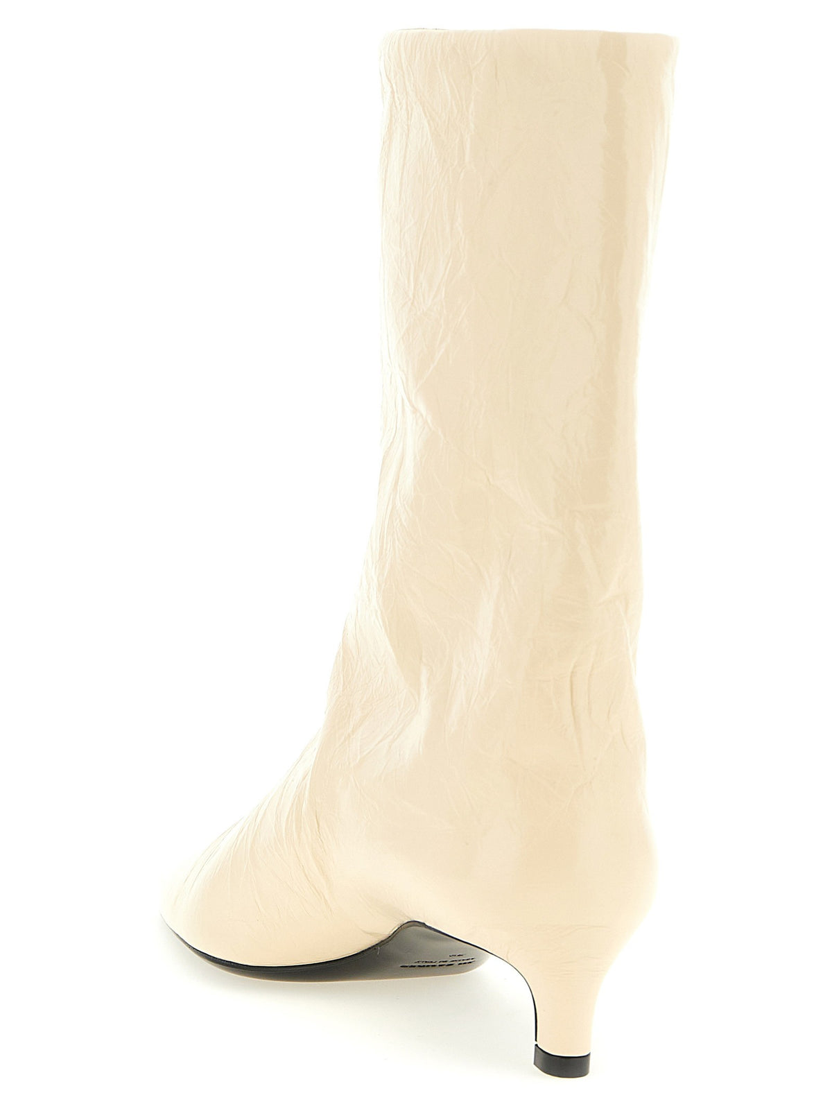 Jil Sander Craquelé Leather Ankle Boots Beige
