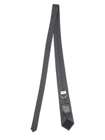 Saint Laurent Men's Cravatta Righe in Jacquard Di Seta Grey