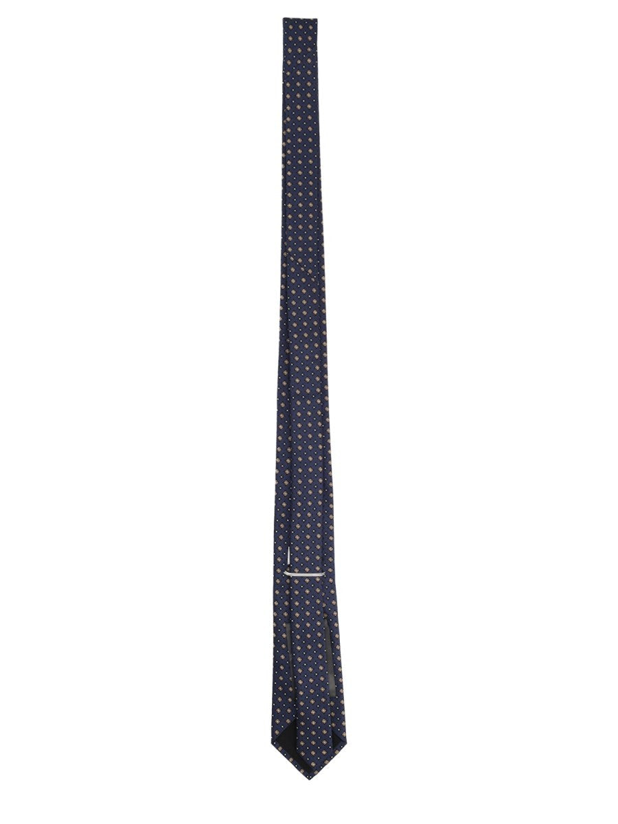 Saint Laurent Men's Cravatta in Jacquard Di Seta Blue