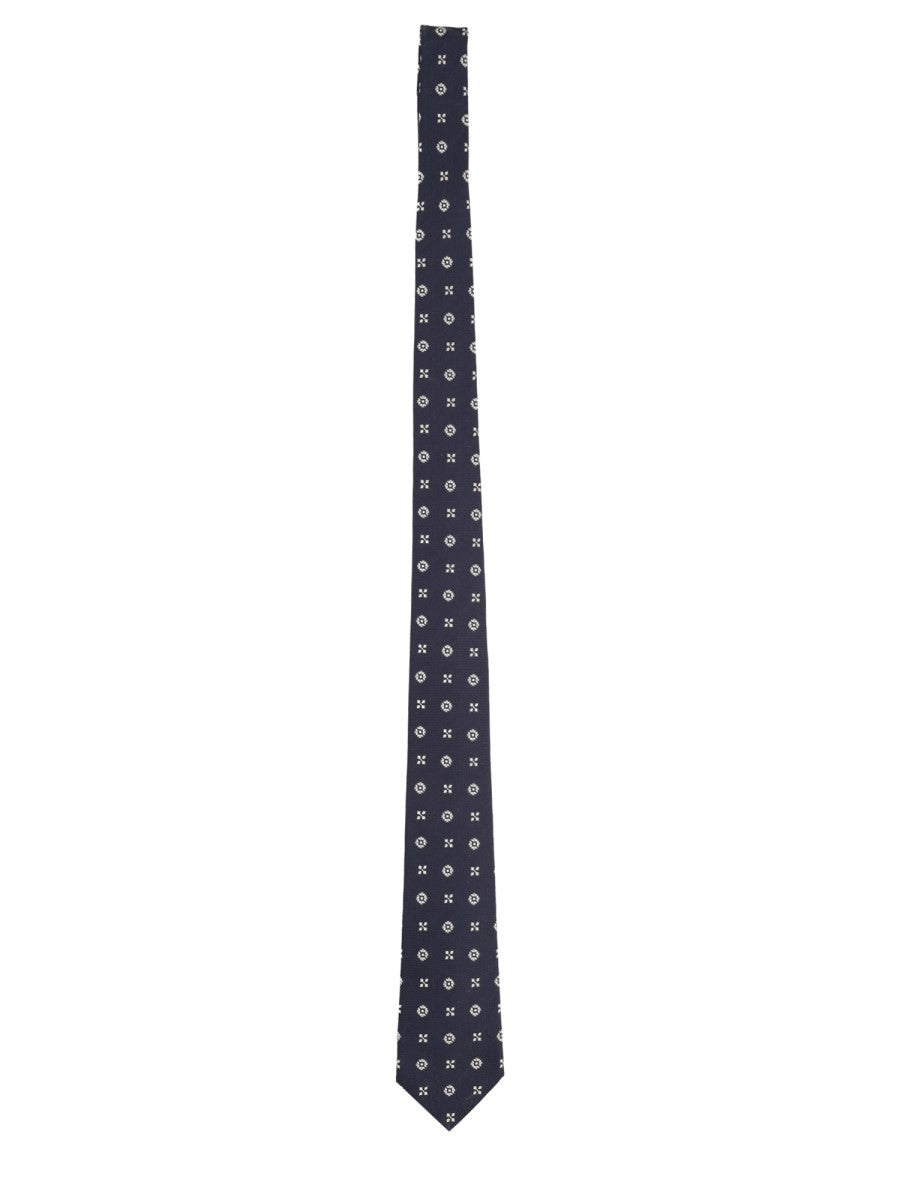 Saint Laurent Men's Cravatta in Jacquard Di Seta Blue