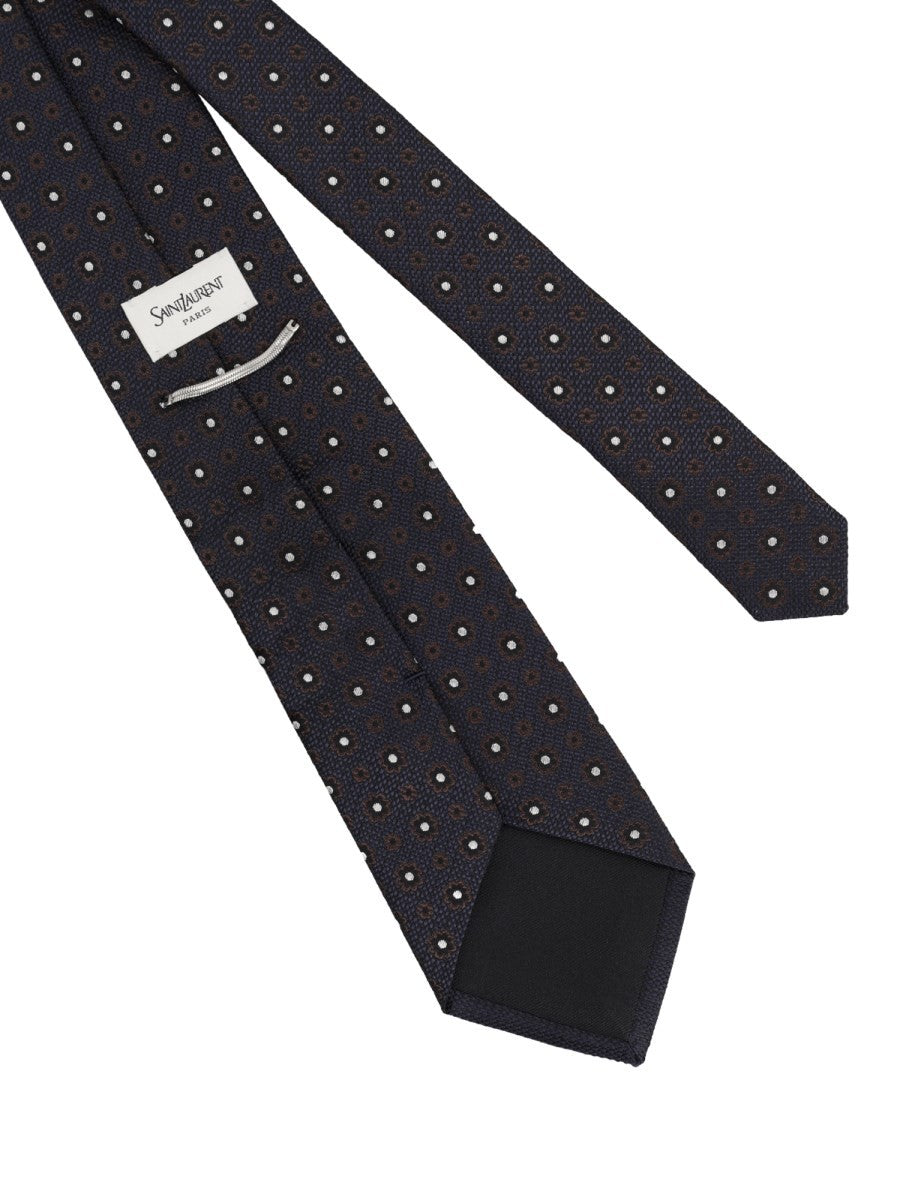 Saint Laurent Men's Cravatta in Jacquard Di Seta Blue