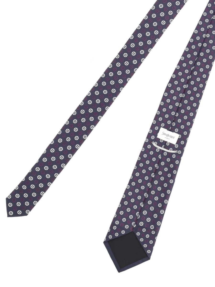 Saint Laurent Men's Cravatta in Jacquard Di Seta Blue