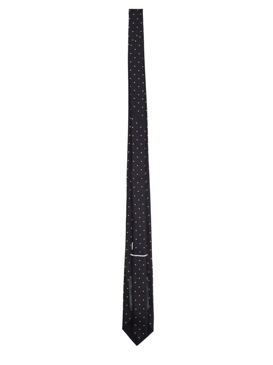 Saint Laurent Men's Cravatta in Jacquard Di Seta Blue