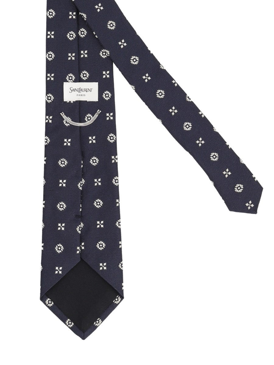 Saint Laurent Men's Cravatta in Jacquard Di Seta Blue