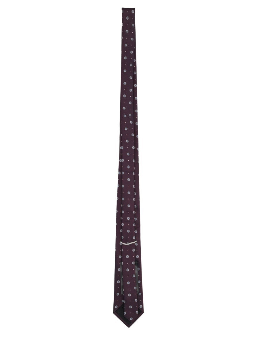Saint Laurent Men's Cravatta in Jacquard Di Seta Red