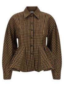 Ganni Crinckled Taffetà Blouse Brown