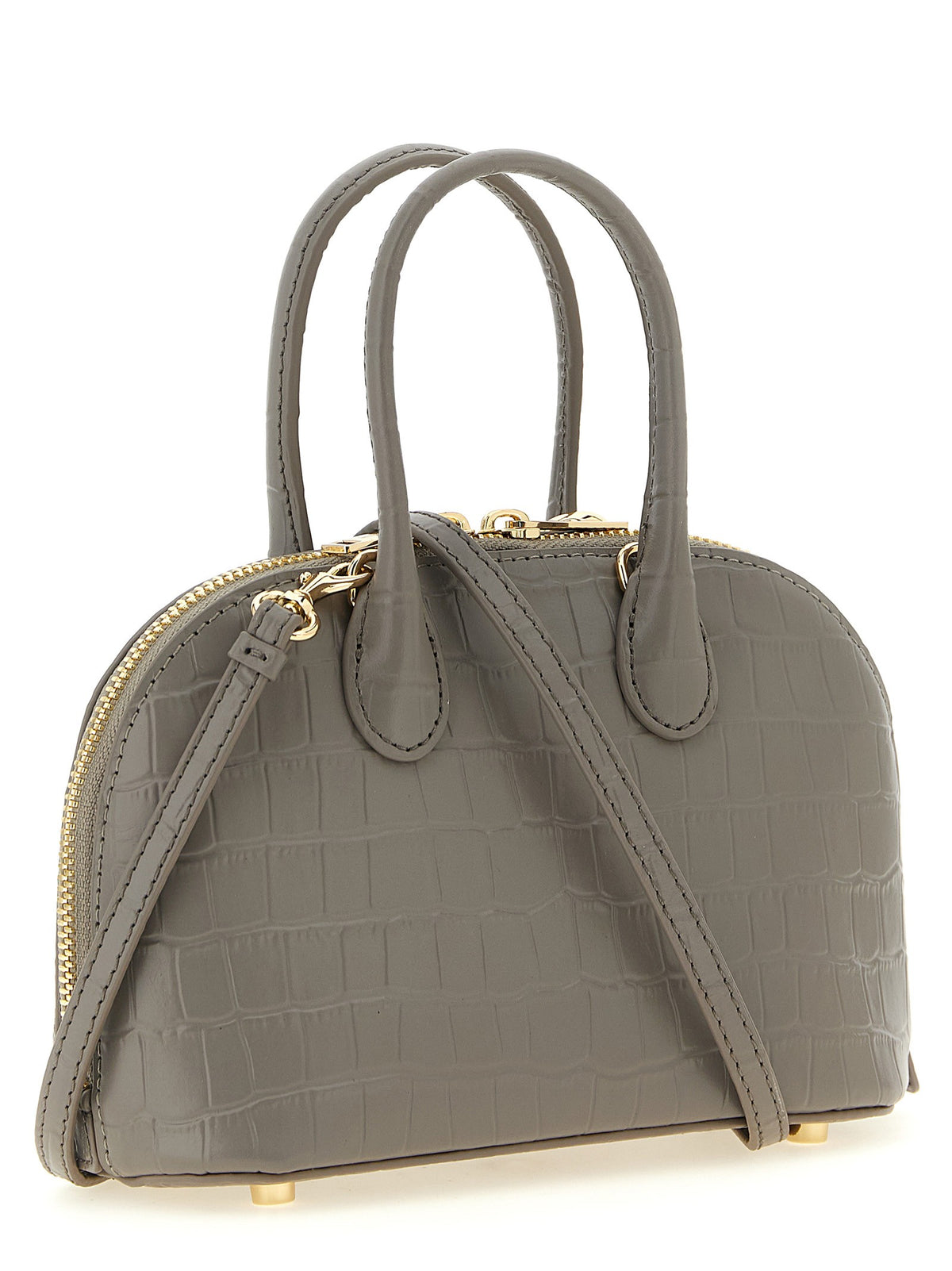 self-portrait Croc Leather Mini Toast Handbag Grey