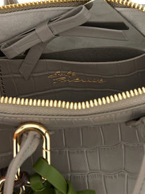 self-portrait Croc Leather Mini Toast Handbag Grey