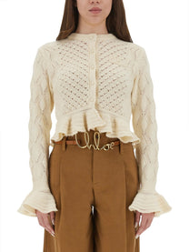 Chloé Women's Crochet Knit Cardigan White