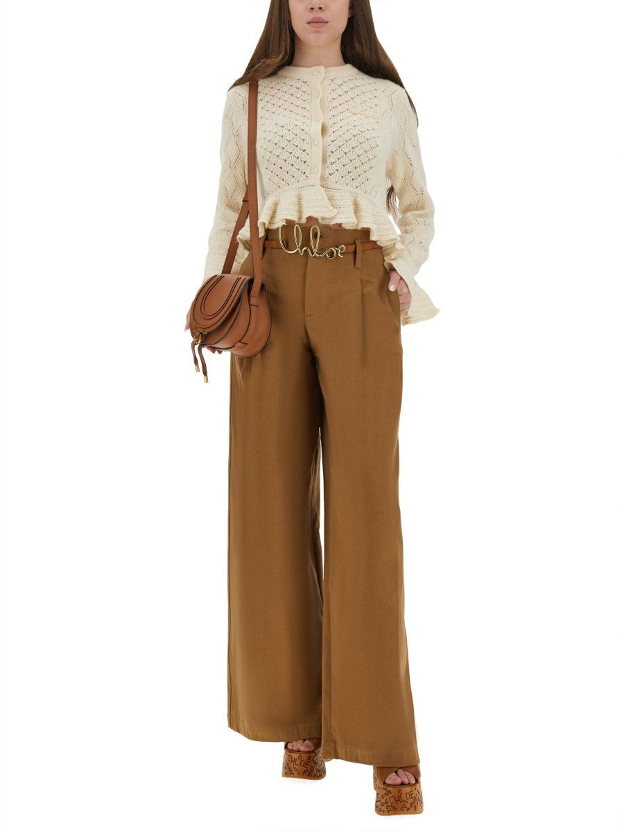 Chloé Women's Crochet Knit Cardigan White