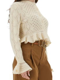 Chloé Women's Crochet Knit Cardigan White