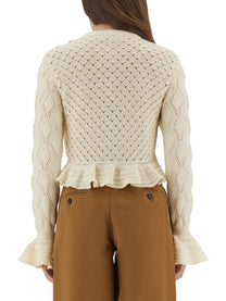 Chloé Women's Crochet Knit Cardigan White