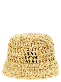 PRADA Crochet Bucket Hat Beige