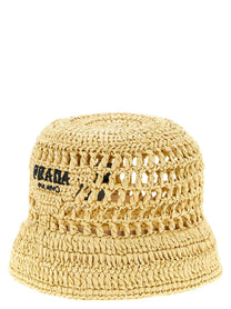 PRADA Crochet Bucket Hat Beige