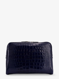 Tom Ford Men's Croco Print Leather Laptop Pouch Blue
