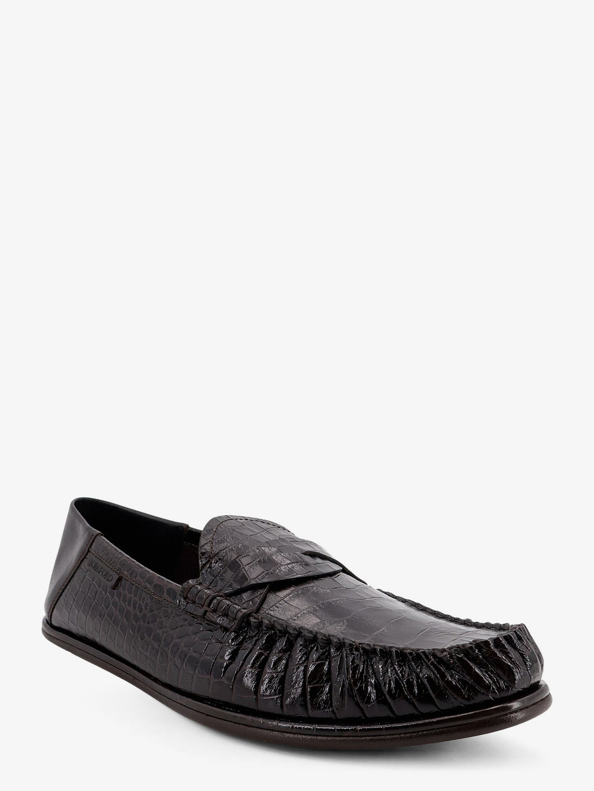 Tom Ford Men's Crocodile Print Leather Loafers Brown