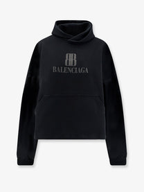 Balenciaga Women's Cropped Cotton Sweatshirt Black