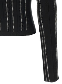Elisabetta Franchi Cropped Knit Cardigan Black