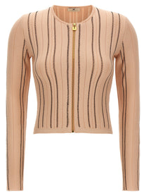 Elisabetta Franchi Cropped Knit Cardigan Blue