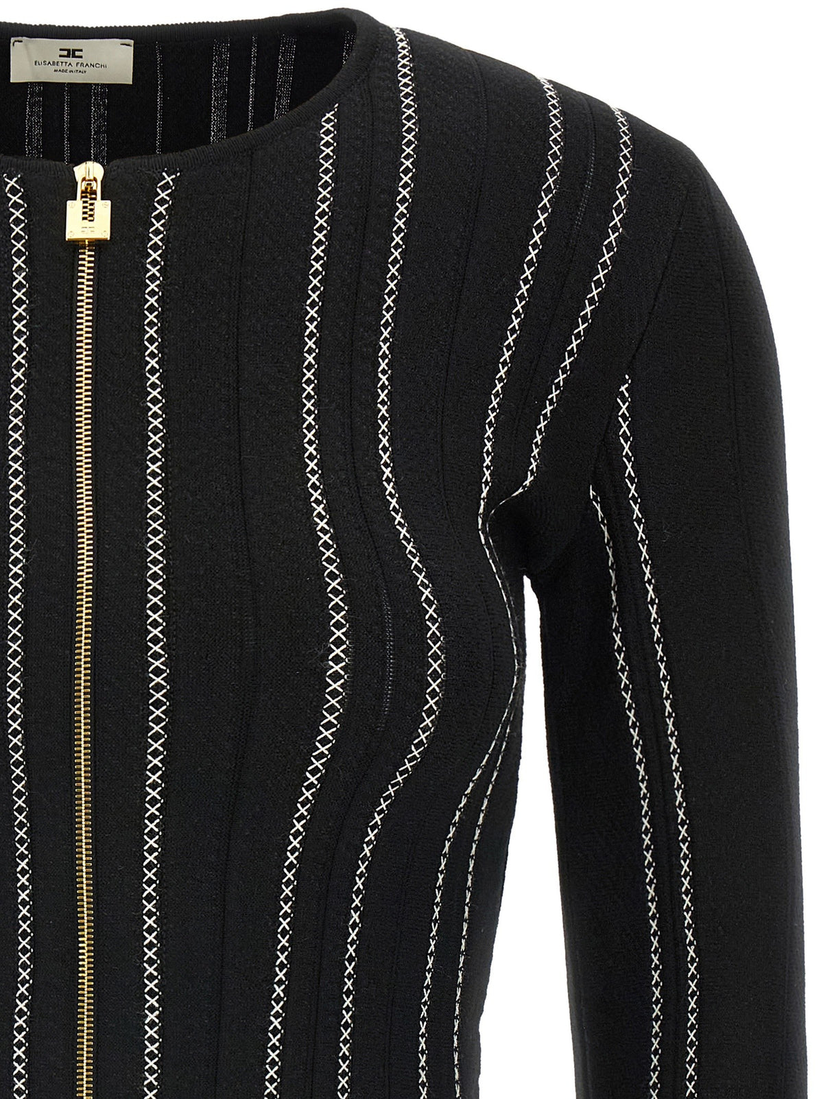 Elisabetta Franchi Cropped Knit Cardigan Black
