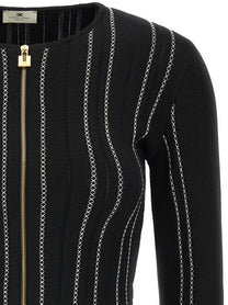 Elisabetta Franchi Cropped Knit Cardigan Black