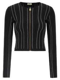 Elisabetta Franchi Cropped Knit Cardigan Black