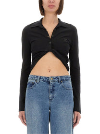 courrèges Women's Cropped Polo Shirt Twist Black