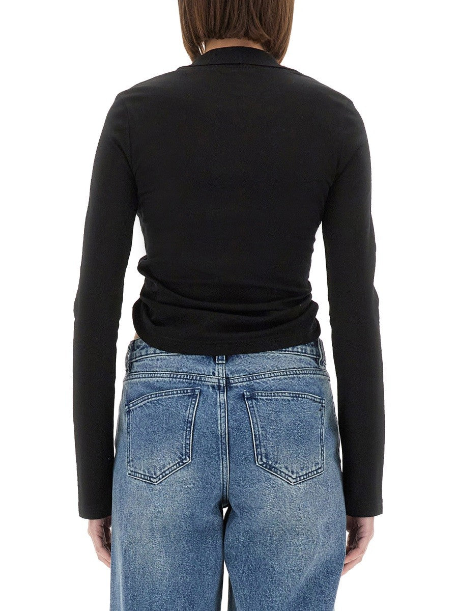 courrèges Women's Cropped Polo Shirt Twist Black
